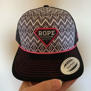 Hooey Black & White Rope Like A Girl Snapback Hat with Pink Accents